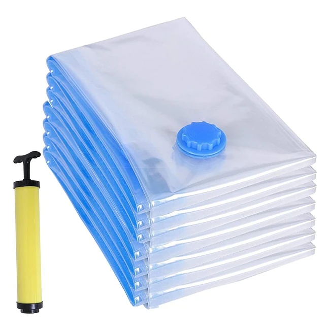 Bolsas Almacenamiento Ropa al Vacío Reutilizables - Ahorra Espacio - Edredón, Almohada, Manta - 7pcs - Bomba Incluida