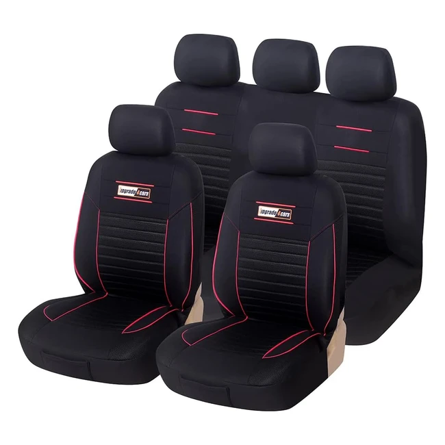 Upgrade4Cars Coprisedili Auto Universale Nero Rosa - Set Coprisedile Universali per Anteriori e Posteriori - Accessori Auto Interno