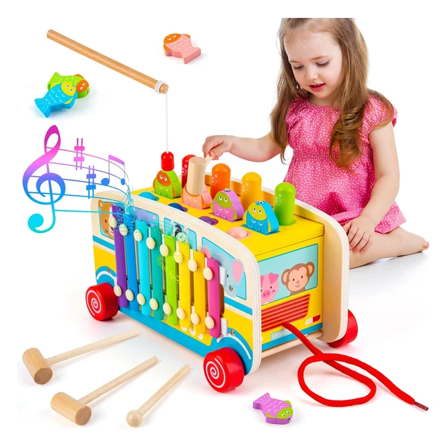 Jouet Montessori éducatif 4-en-1 pour bébé - Xylophone, jeux de motricité - Idée cadeau pour enfant de 1 à 4 ans