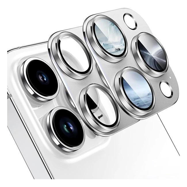 Protector de cámara Tauri para iPhone 14 Pro/Pro Max - Protección irrompible de aleación de aluminio - Grado militar - Plata