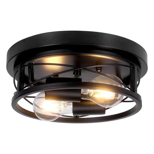 Giggi Round Black Ceiling Light - 2way E27 Fittings 360 Illumination