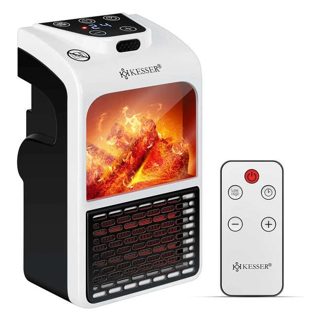 Kesser Mini Steckdosenheizlfter Energie sparen mit Kaminfeuereffekt Fernbedien