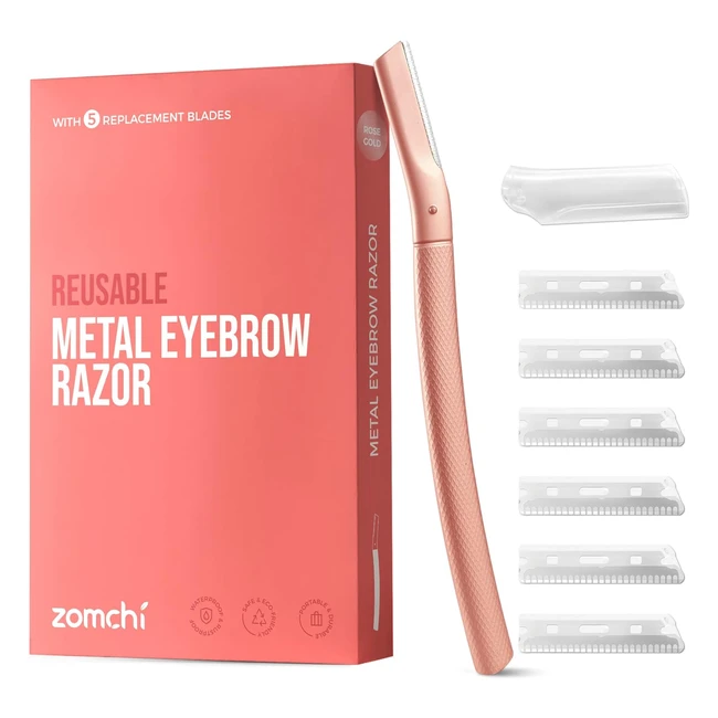 Cuchilla Cejas y Dermaplaning Facial Zomchi - 6 Cuchillas - Oro Rosa