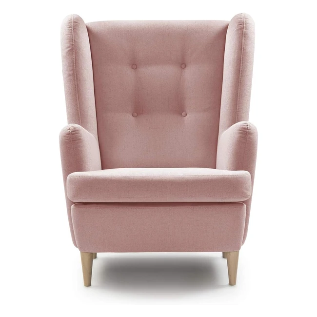 Traumnacht bequemer Ohrensessel Vincent in Rose mit Holzfen