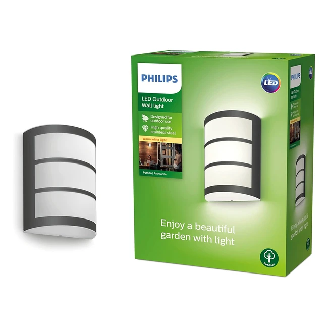 Applique murale Philips Python anthracite 1x6W - Éclairage durable et élégant