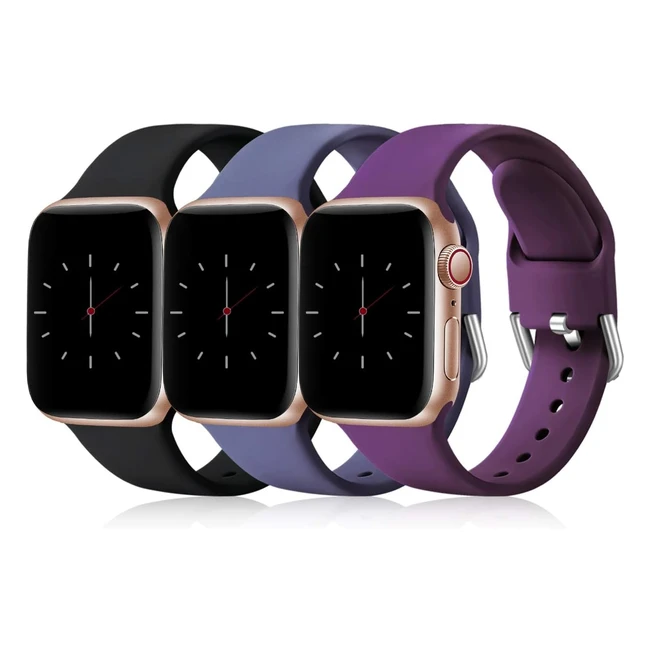 Wepro Pack 3 Straps for Apple Watch 38mm 40mm 41mm - Soft Silicone Strap for iWatch Series 9 8 7 6 5 4 3 2 1 SE