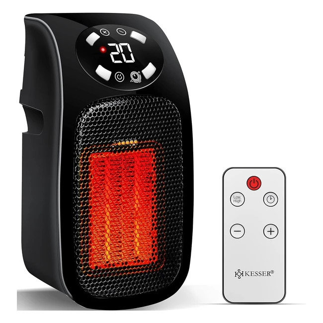 Kesser Steckdosen Heizlüfter, energiesparend, mit Fernbedienung, Keramikheizung mit Thermostat, Elektroheizung, Lüfter 500W, Temperaturregelung, Timer, Büro, Badezimmer, Schlafzimmer