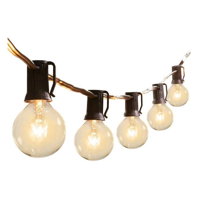 Brightown Outdoor String Lights - Mains Powered with 252 G40 Bulbs - Waterproof Globe Hanging Festoon Lights