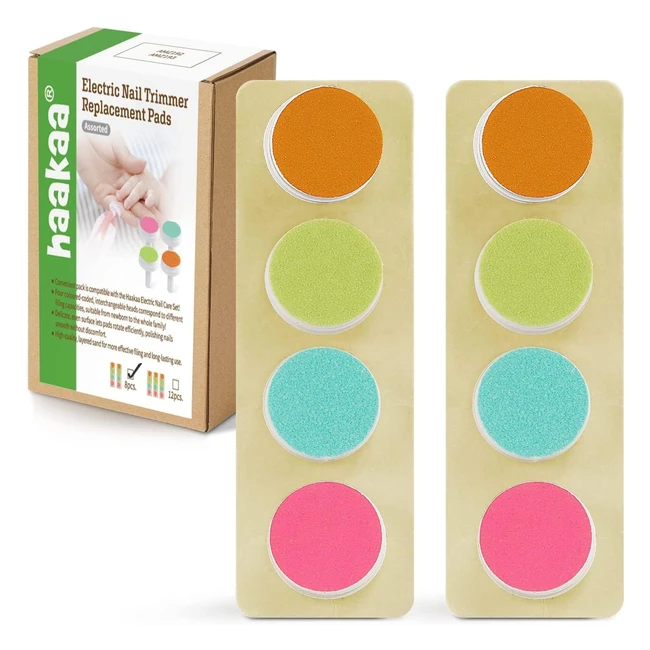 Haakaa Baby Nail Trimmer Replacement Pads - Electric Nail Grinding Heads for Standard Electric Kid Nail Trimmer - Soft and Safe - 8pcs