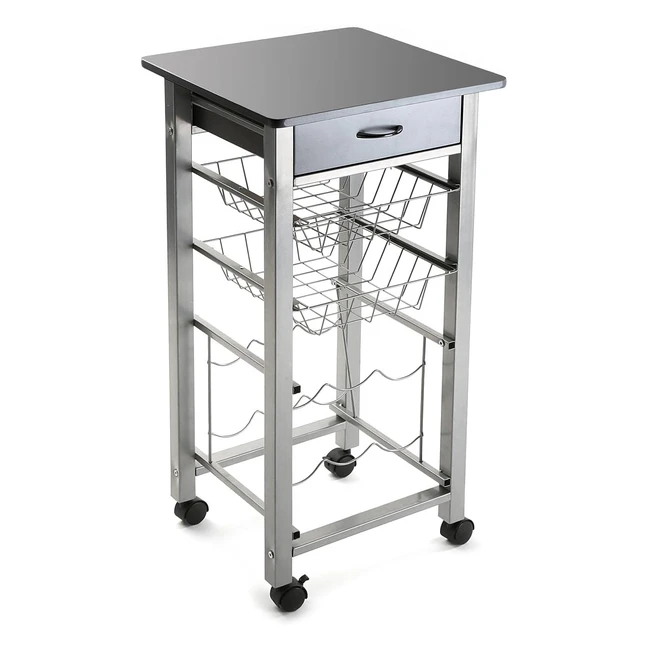 Carro de cocina Versa Leicester con ruedas, cajones y botellero - ¡Aprovecha ahora!