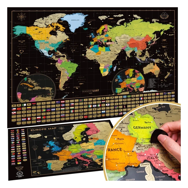 Deluxe Scratch Off World Map - XLarge - Made in Europe