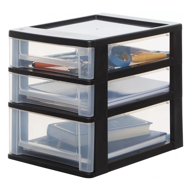 Commode Organisateur de Rangement Plastique Iris Ohyama - 47L, 3 Tiroirs, Sans BPA