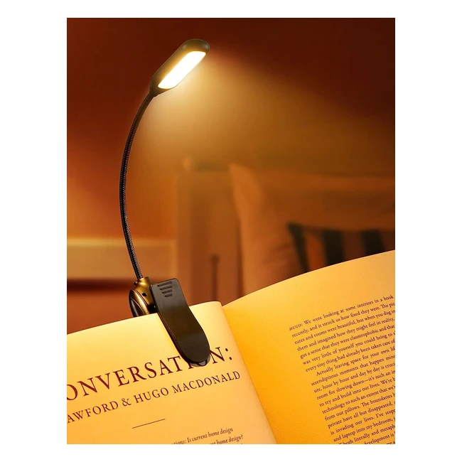 Snoilite Book Light - 9 Eyecaring Lighting Modes, 80 Hours Runtime, Rechargeable - Small and Lightweight