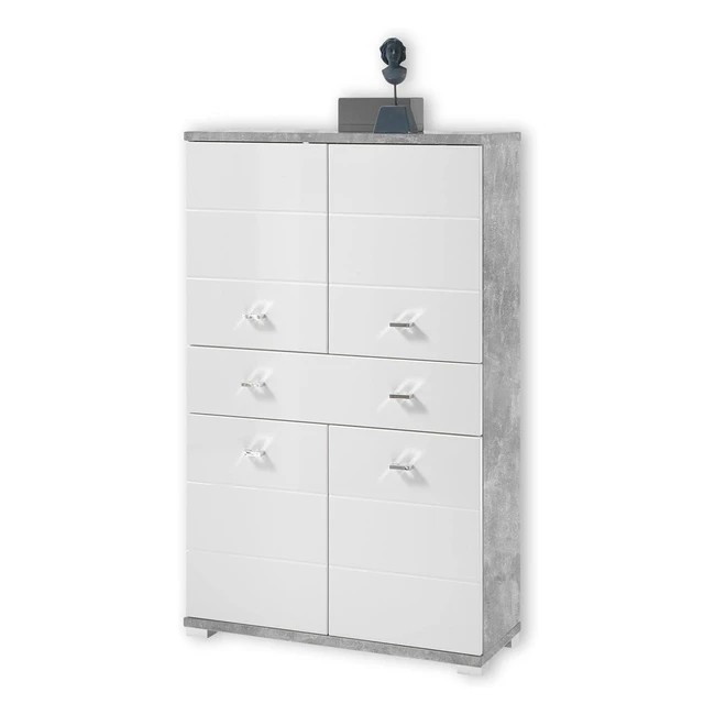 Pool Badezimmer Highboard in Betonoptik, weiß - Moderner Badezimmerschrank mit viel Stauraum - 76 x 123 x 31 cm