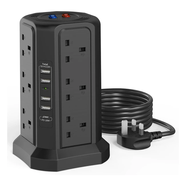 Tower Extension Lead with USB Slots 18m 18w USB C Fast Charger