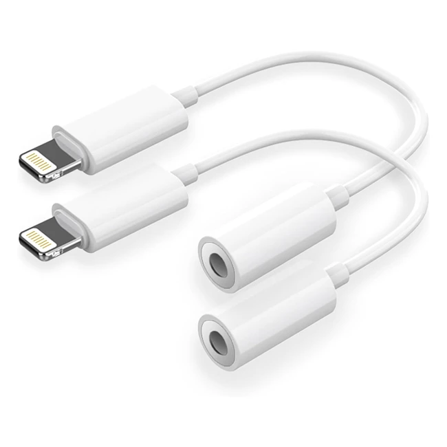 Adaptateur iPhone Apple Splitter Casque Audio Aux 35 mm - Compatible avec iPhone 1413 Pro Max - Qualité Sonore Supérieure