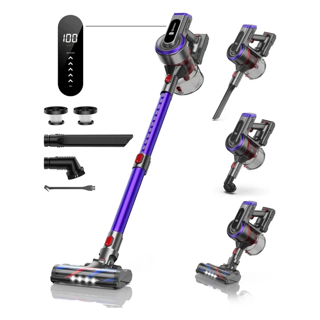 Buture Aspirapolvere Senza Fili 33kpa - Potente e Leggero - Batteria Rimovibile - Fino a 55 minuti - Per Pavimenti, Tappeti, Animali