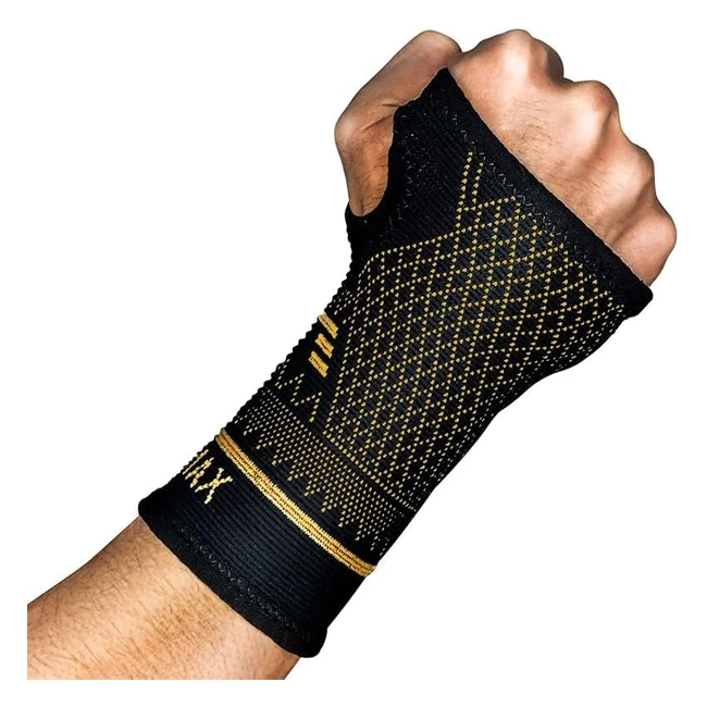 Indeemax Wrist Support Sleeve - Copper Infused Compression Brace for Carpal Tunnel Arthritis - Pain Relief