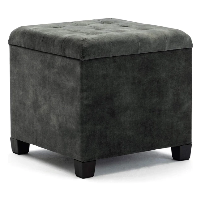 HNNHOME 45cm Cube Cloud Velvet Ottoman Storage Stool - Dark Green