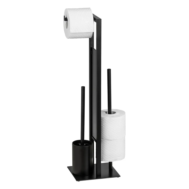 Wenko Stand WC-Garnitur Rivalta schwarz matt 23x70x18cm mit Toilettenpapierha