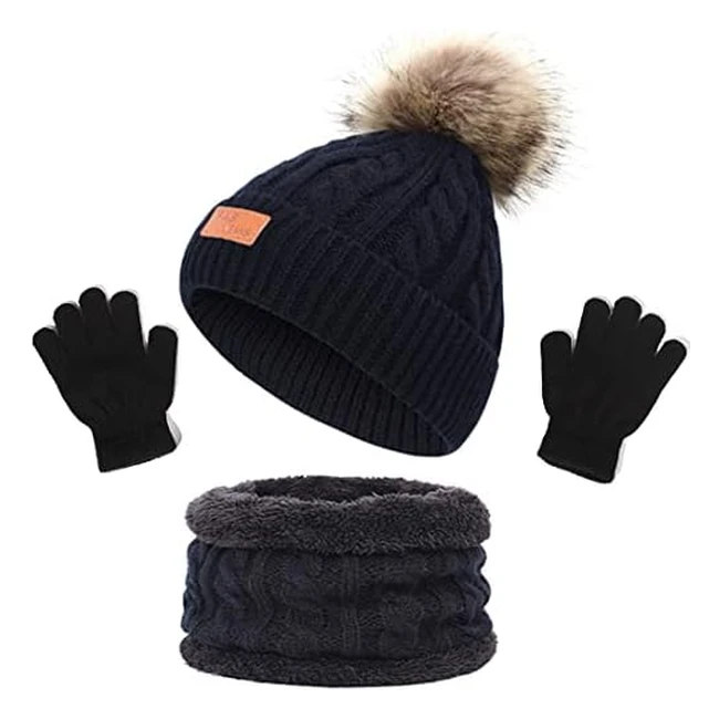 Bonnet d'hiver pour enfants Nland avec écharpe et gants - Restez au chaud en automne et en hiver