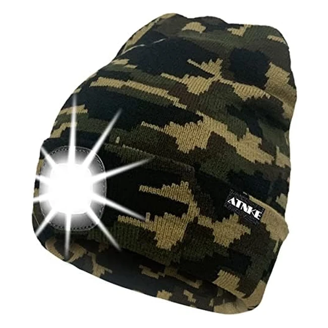 ATNKE LED Beanie Mtze mit USB Aufladung extrem helles 4LED Blinklicht reflek
