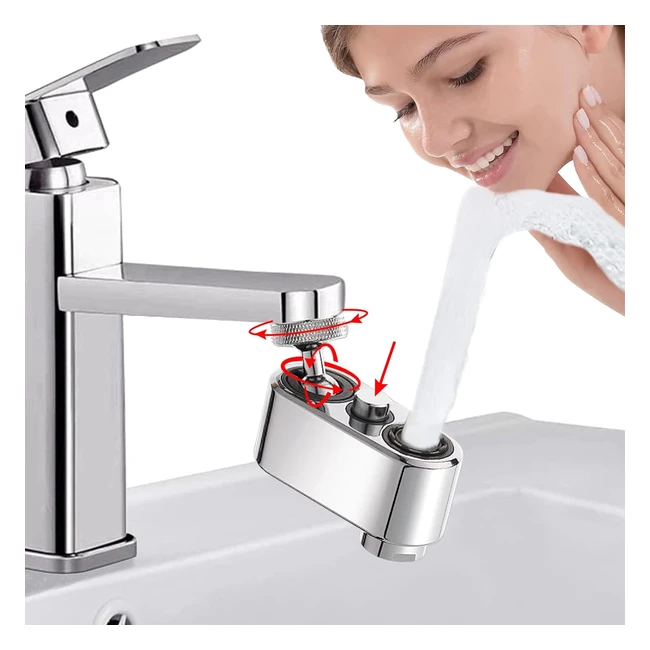 Robinet de rallonge pivotant 1080 - Robinet multifonctionnel régulateur de jet - Robinet pivotant rallonge avec mousseur 2 modes - Robinet adaptateur avec mousseur universel en laiton cuivre ABS mini