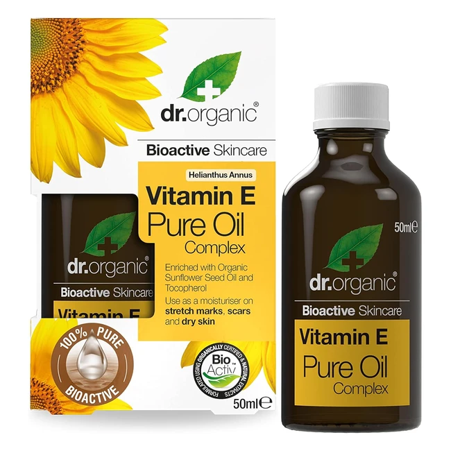 Olio di vitamina E Dr Organic idratante per tutti i tipi di pelle, naturale, vegano, cruelty-free, 50ml