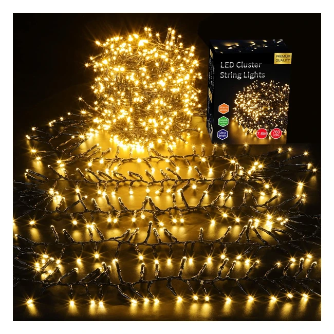 Luci Natalizie Esterno 760 LED 76m - Elktry - Impermeabile - 8 Modalità - Decorative per Albero Natale