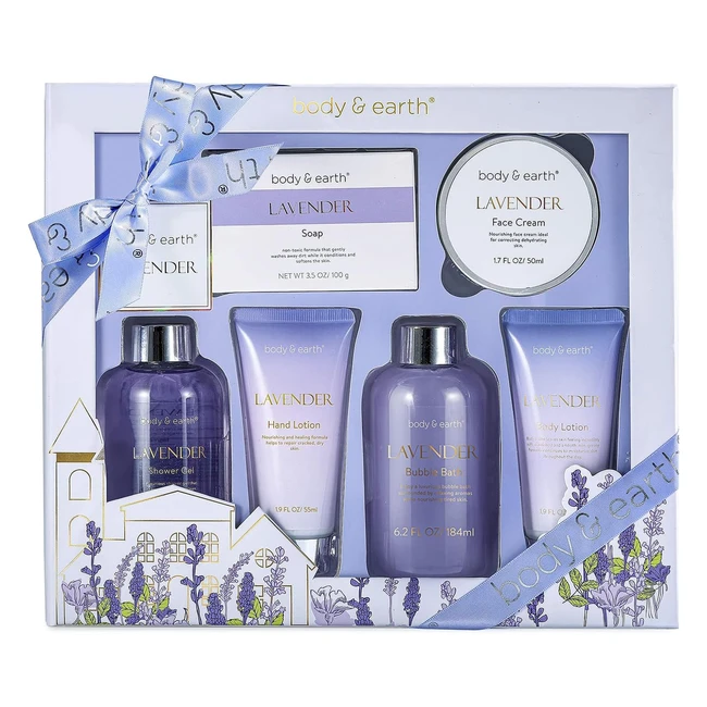 Body Earth Pamper Gifts for Women - Lavender Bath Set - Self Care Gift Set - Beauty Skin Care Gift
