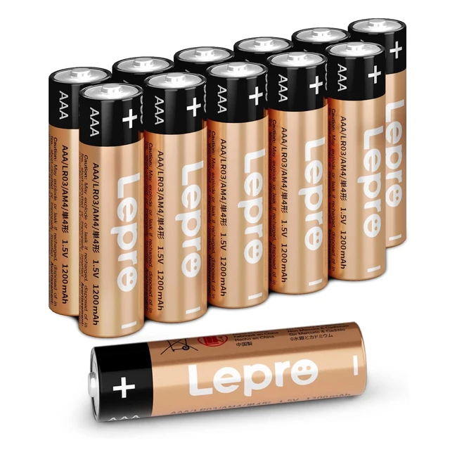 LEPRO 12 x AAA Alkaline Batterien 1,5V 1200mAh LR03 MN2400 - Langlebige und leistungsstarke Einwegbatterien