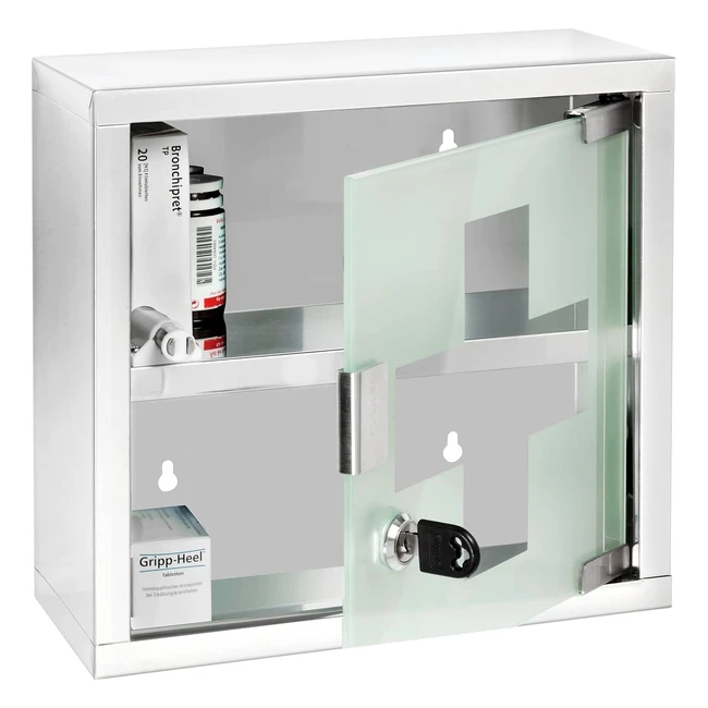 Wenko Armadietto Medicinali Acciaio Inossidabile 25x25cm - Serratura, Alta Qualità
