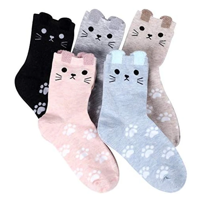 Jeasona Women's Cotton Socks - Cute Animal Patterns - Perfect Gifts - Breathable & Soft