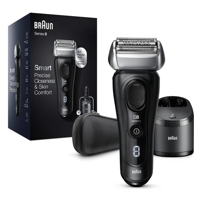 Rasoio Elettrico Braun Series 8 8450CC - Tecnologia Sonica, Lame Flessibili - Massima Scorrevolezza e Comfort
