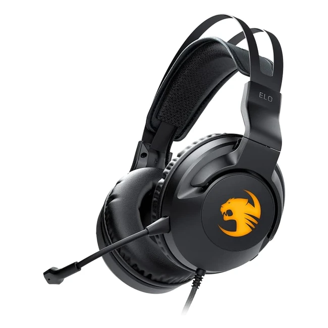 ROCCAT ELO PC Gaming Headset, Selfadjusting Metal Headband, 71 Surround Sound, Truspeak Technology, AIMO Lighting System