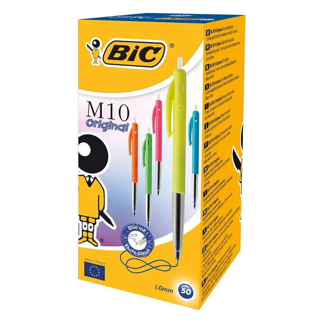 BIC 893582 M10 Original Ultracolors - Bolígrafo retráctil azul 50 unidades