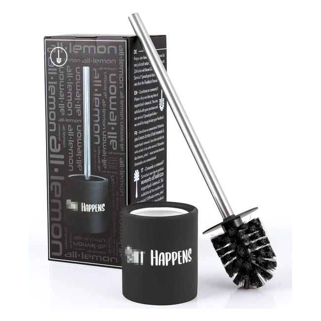 Toilettenbrste schwarz mit Behlter  WC-Brste Keramik und Edelstahl  Stil