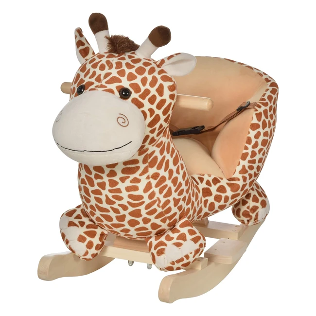 Jouet bascule Homcom Girafon avec ceinture de scurit et fonction musicale - 