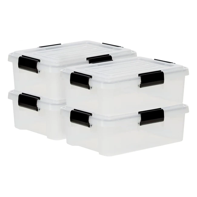 IRIS Ohyama Air Tight Plastic Storage Box - 10L Set of 4 - Stackable - BPA Free
