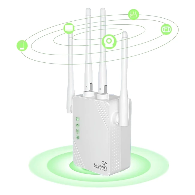 Amplificador de Señal WiFi Extensor 1200Mbps 2.4G/5G Dual Band - Para Uso Doméstico/Oficina