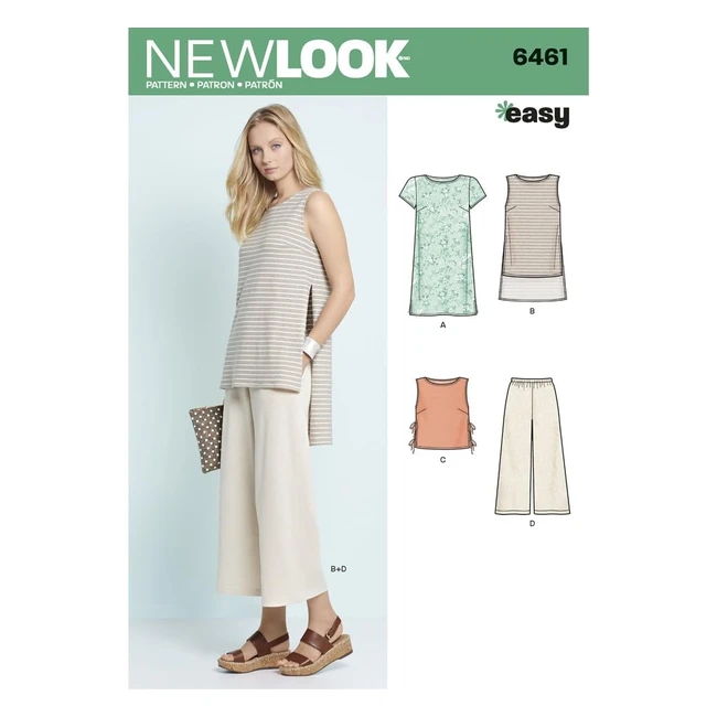 Patron Couture New Look 6461DE - Robes, Tunique, Top et Pantalon Court Blanc