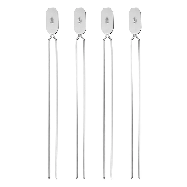 Ustensile pour préparer chachlik et légumes - Set de 4 doubles brochettes 33cm - Acier inoxydable 1810