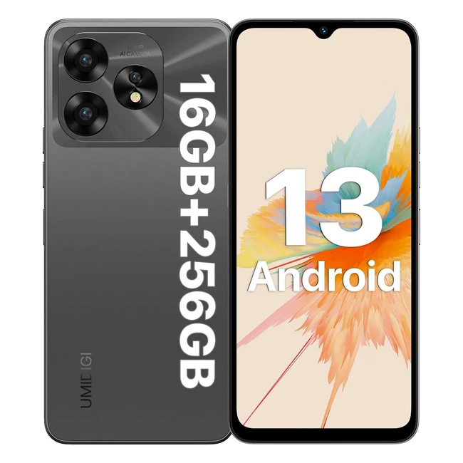 UMIDIGI A15 Smartphone Android 13 16GB+256GB 1TB Ampliable Teléfono Móvil 64MP+16MP Cámara 6.7 Inch HD 5000mAh 20W Fast Charge Dual SIM 4G Móviles NFC+Face ID+Fingerprint+GPS+OTG Gris
