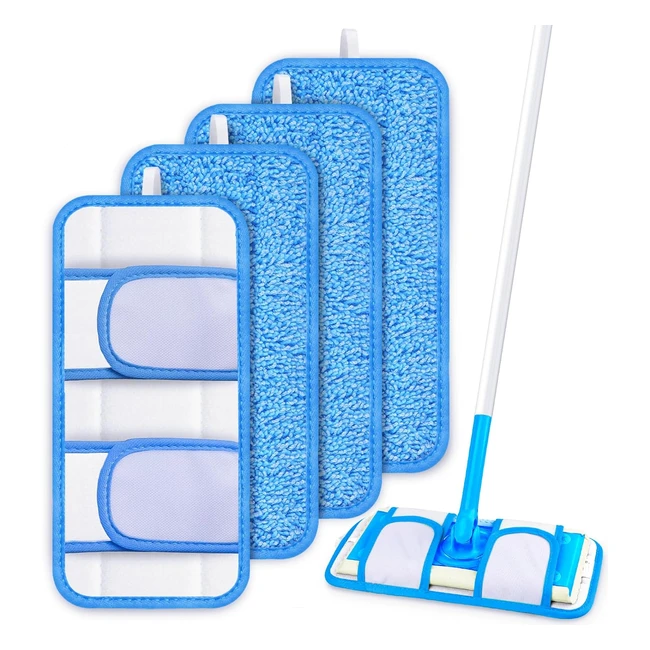 Reusable Mop Pads for Flash Speedmop - 4 Pcs Microfiber Refills - Wet/Dry - Washable - Any Floor Types