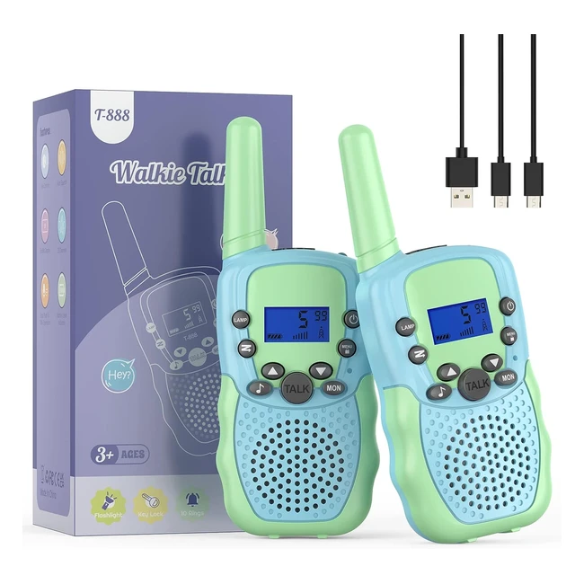 Bakoherp Walkie Talkies Rechargeable for 312 Years Boys Girls | 8 Channels | LCD Backlit | LED Flashlight