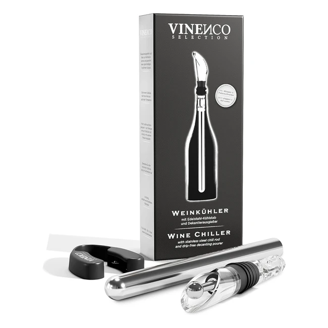 Vinenco Weinkühler Set Flaschenkühler Dekanter 3in1 Premium Wein Zubehör