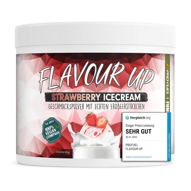 Flavour Up Aroma Pulver Erdbeer-Eiscreme 250g - Nur 9 kcal pro Portion - Vielsei