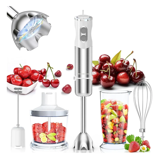 5in1 Stainless Steel Electric Stick Blender 1000W - Baby Food Blender with Egg W