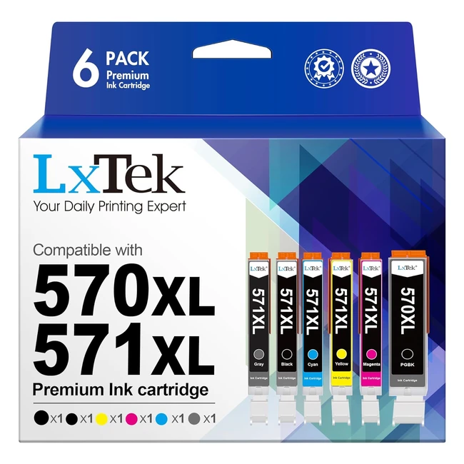 Cartouches d'encre compatibles LXTEK pour Canon 570XL 571XL - MG7700 MG7750 TS8050 TS9050 - 6pack