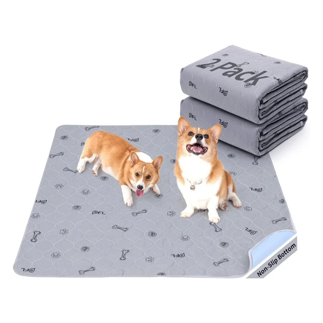 Washable Pee Pads for Dogs - 2 Pack, Absorbent & Reusable, Non-Slip Dog Mats, Floor Protector - 46x61cm